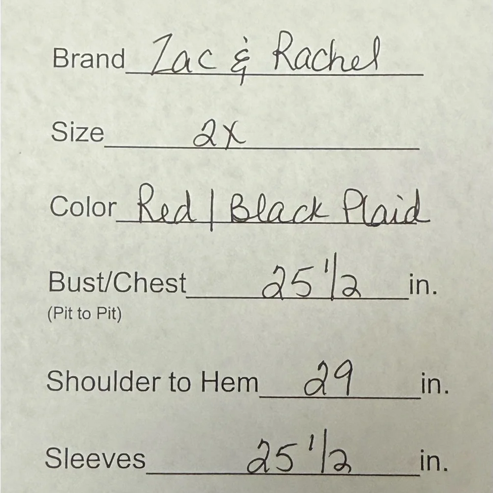 Zac & Rachel Woman 2X Red Black Plaid Button Down Shirt Long Sleeve Fall Top - Picture 8 of 8